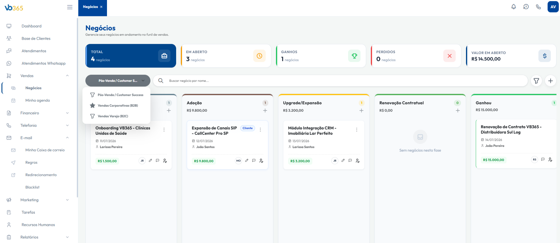 Mockup principal do VB365