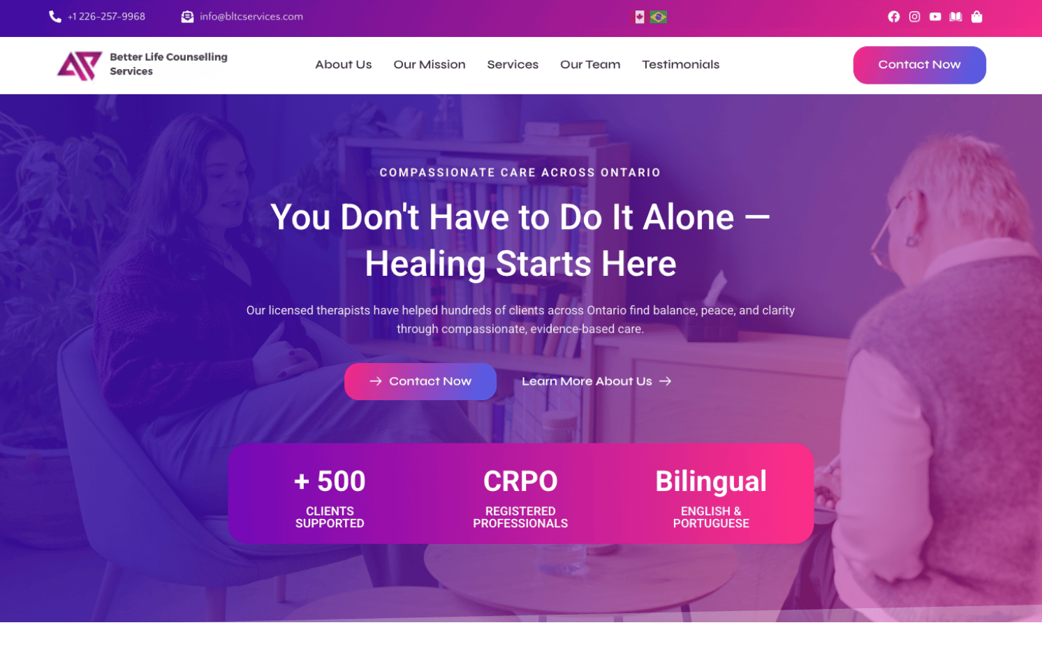 Site da BLTC Counselling Services